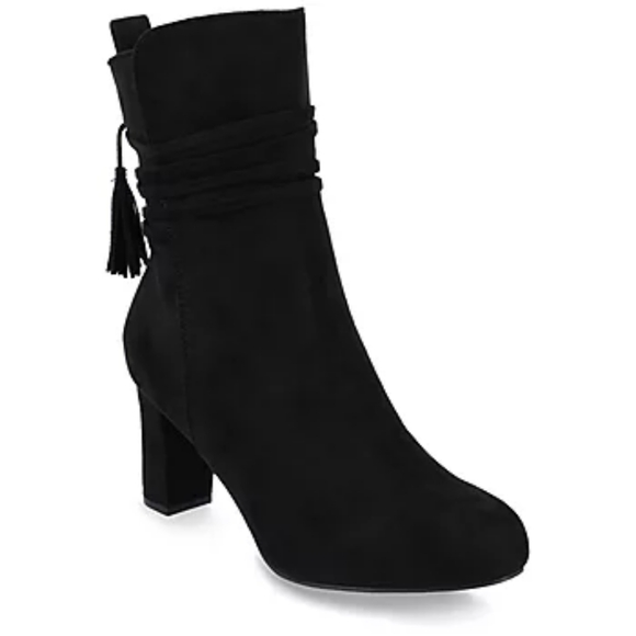 Journee Collection Shoes - Journee Collection Womens Zuri Block Heel Boot Elegant Black Women's Ankle Boots